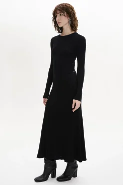 Long-Sleeved Crew-Neck Dress Women Long Dresses