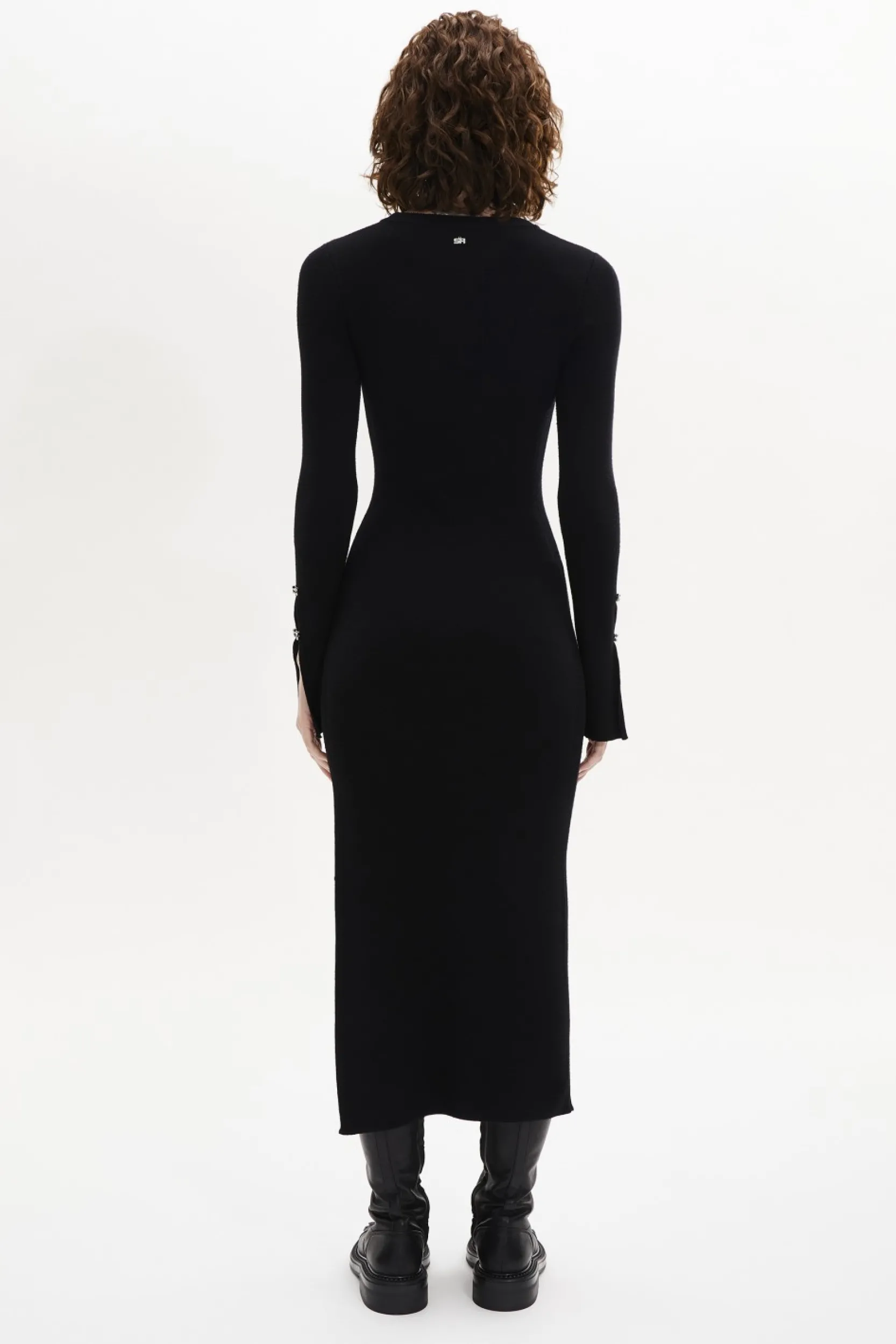 New Long-Sleeved Dress With Rhinestone Fastenings Women Long Dresses
