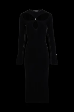 New Long-Sleeved Dress With Rhinestone Fastenings Women Long Dresses