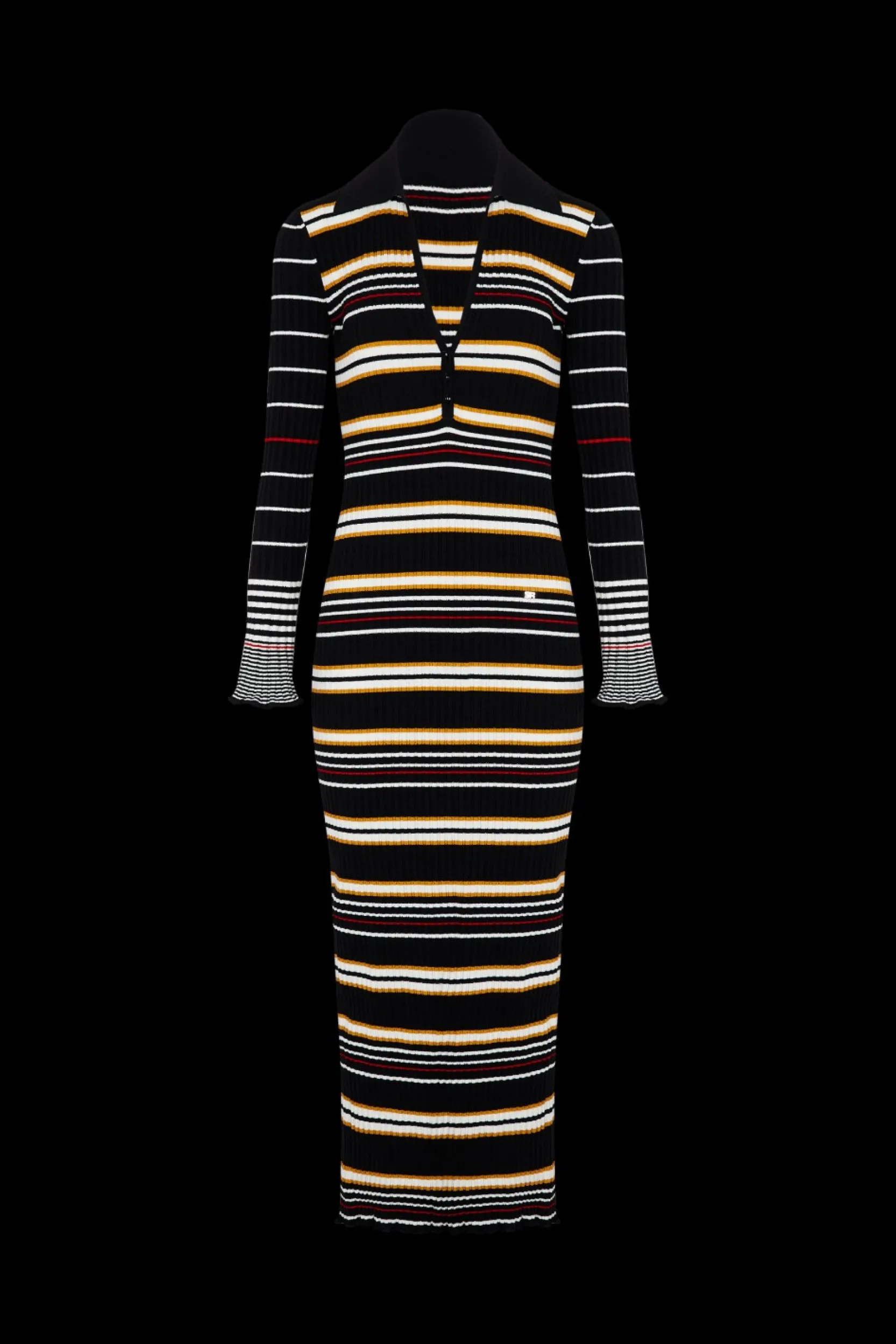 Outlet Long-Sleeved Polo-Collar Dress Women Long Dresses