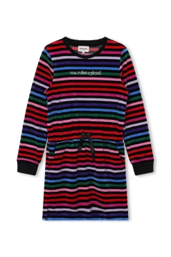 Outlet Multicolor Striped Velvet Dress Children Dresses
