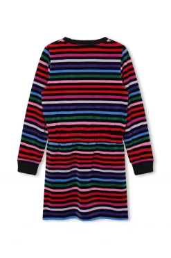 Outlet Multicolor Striped Velvet Dress Children Dresses