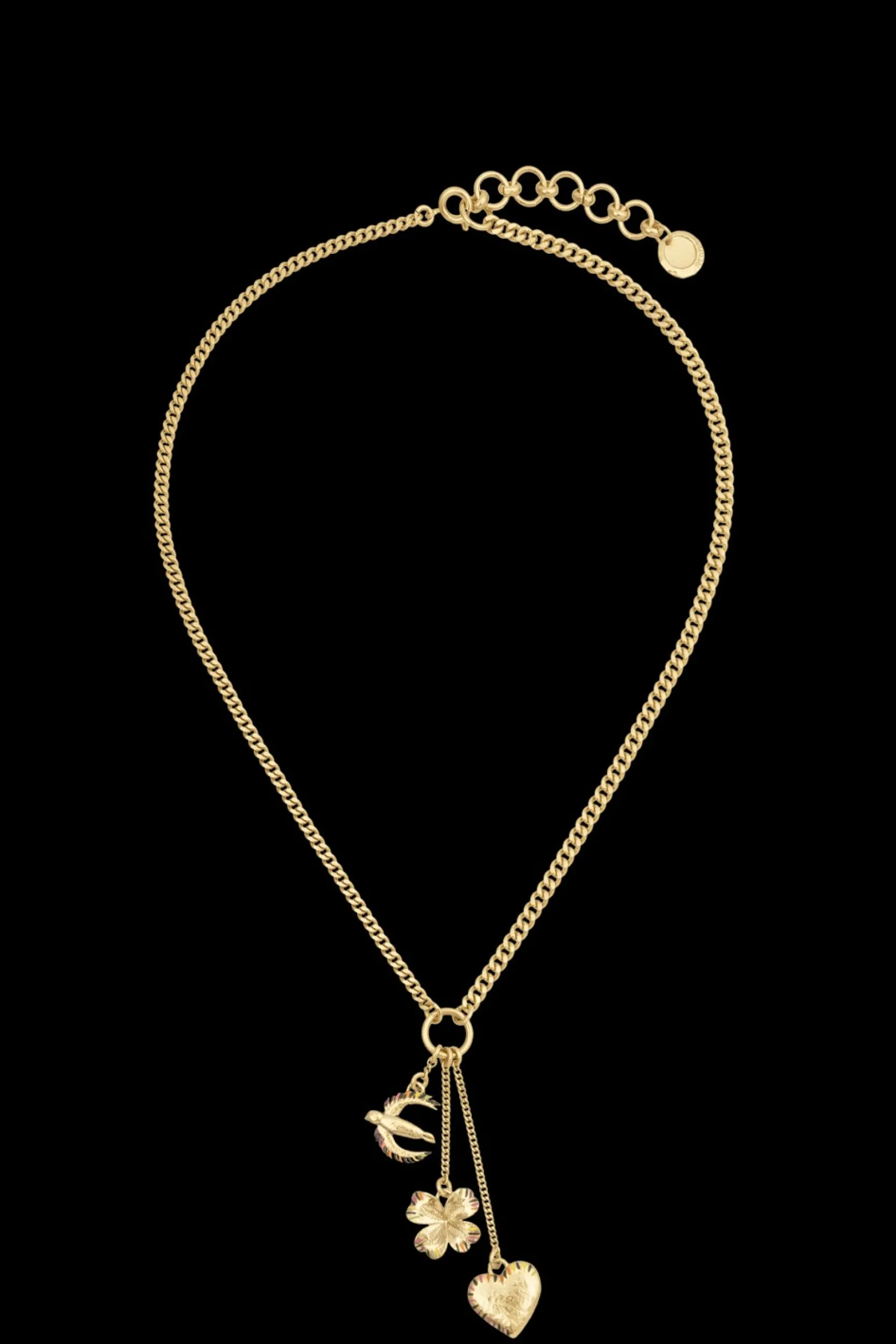 Hot Poetic Garden Triple Charms Necklace Women Accessories