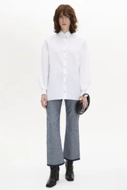 Sale Poplin Shirt With Rhinestone Buttons Women Shirts