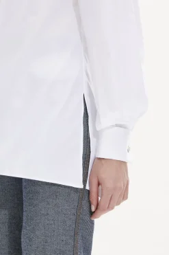 Sale Poplin Shirt With Rhinestone Buttons Women Shirts