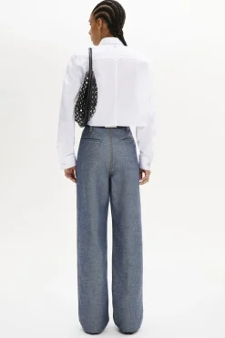 Online Poplin Short Shirt With Rhinestone Buttons Women Shirts
