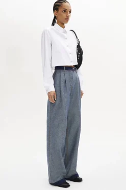 Online Poplin Short Shirt With Rhinestone Buttons Women Shirts