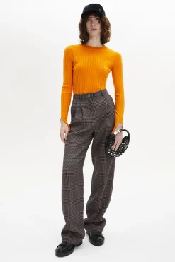 Outlet Prince Of Wales Check Pleated Trousers Women Trousers And Denim