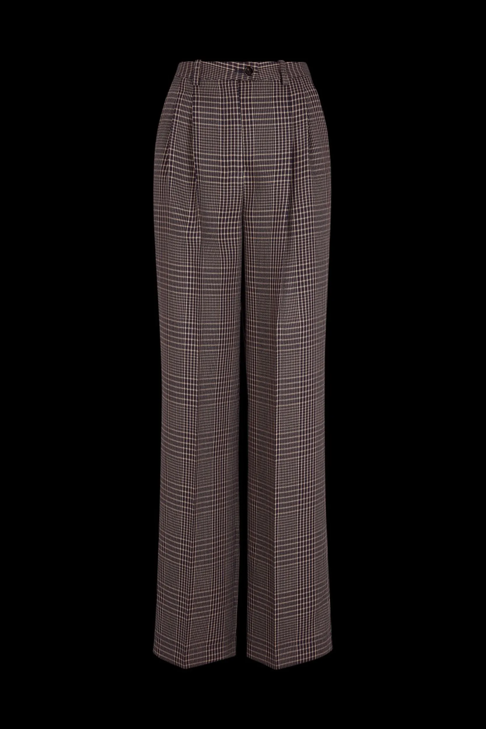 Outlet Prince Of Wales Check Pleated Trousers Women Trousers And Denim
