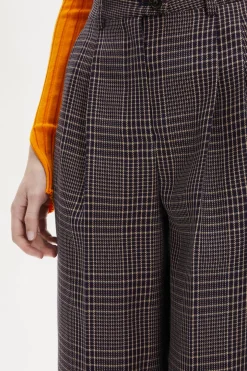 Outlet Prince Of Wales Check Pleated Trousers Women Trousers And Denim