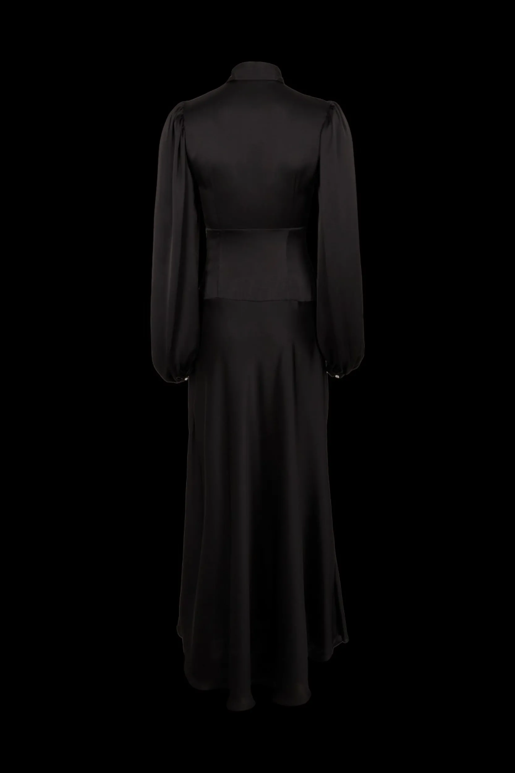 Hot Satin Pussybow Maxi Dress Women Long Dresses