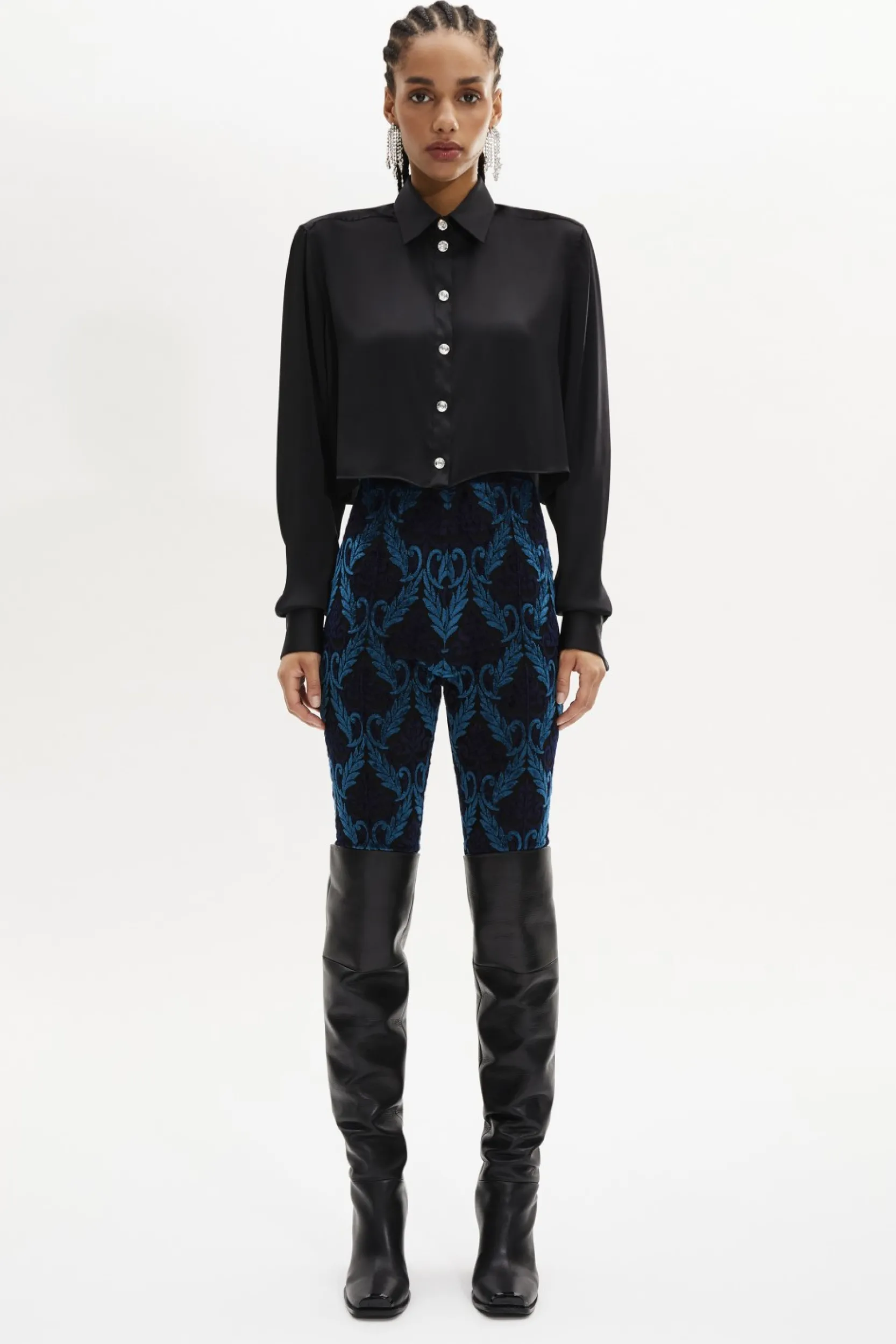 Online Satin Shirt With Rhinestone Buttons Women Shirts