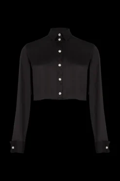 Online Satin Shirt With Rhinestone Buttons Women Shirts