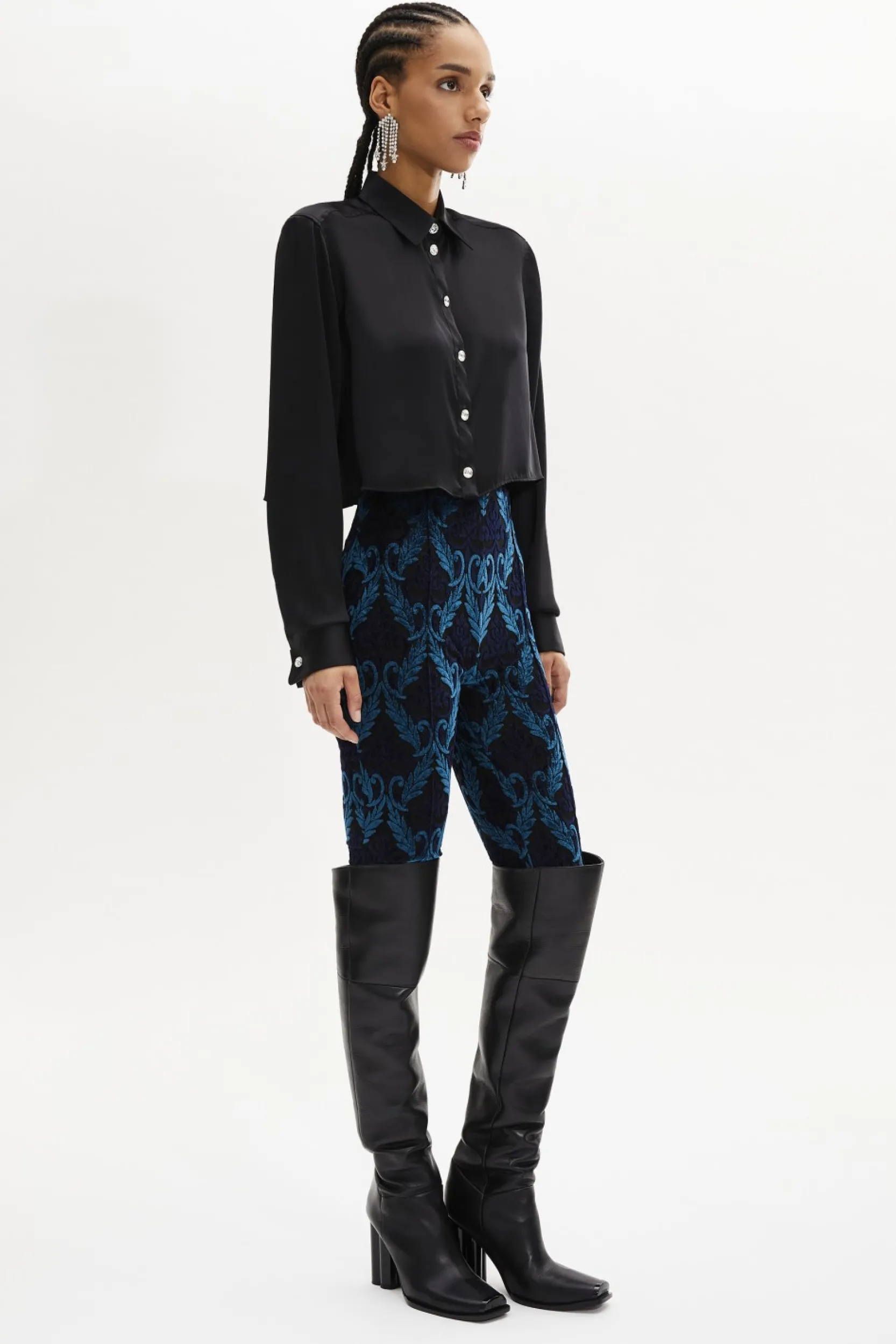 Online Satin Shirt With Rhinestone Buttons Women Shirts