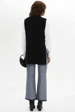Sleeveless Turtleneck Jumper With Side Slits Women Sweaters