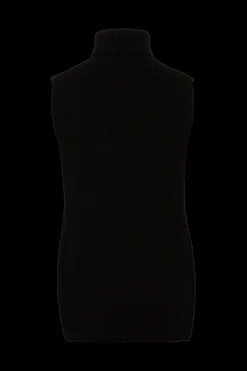 Sleeveless Turtleneck Jumper With Side Slits Women Sweaters