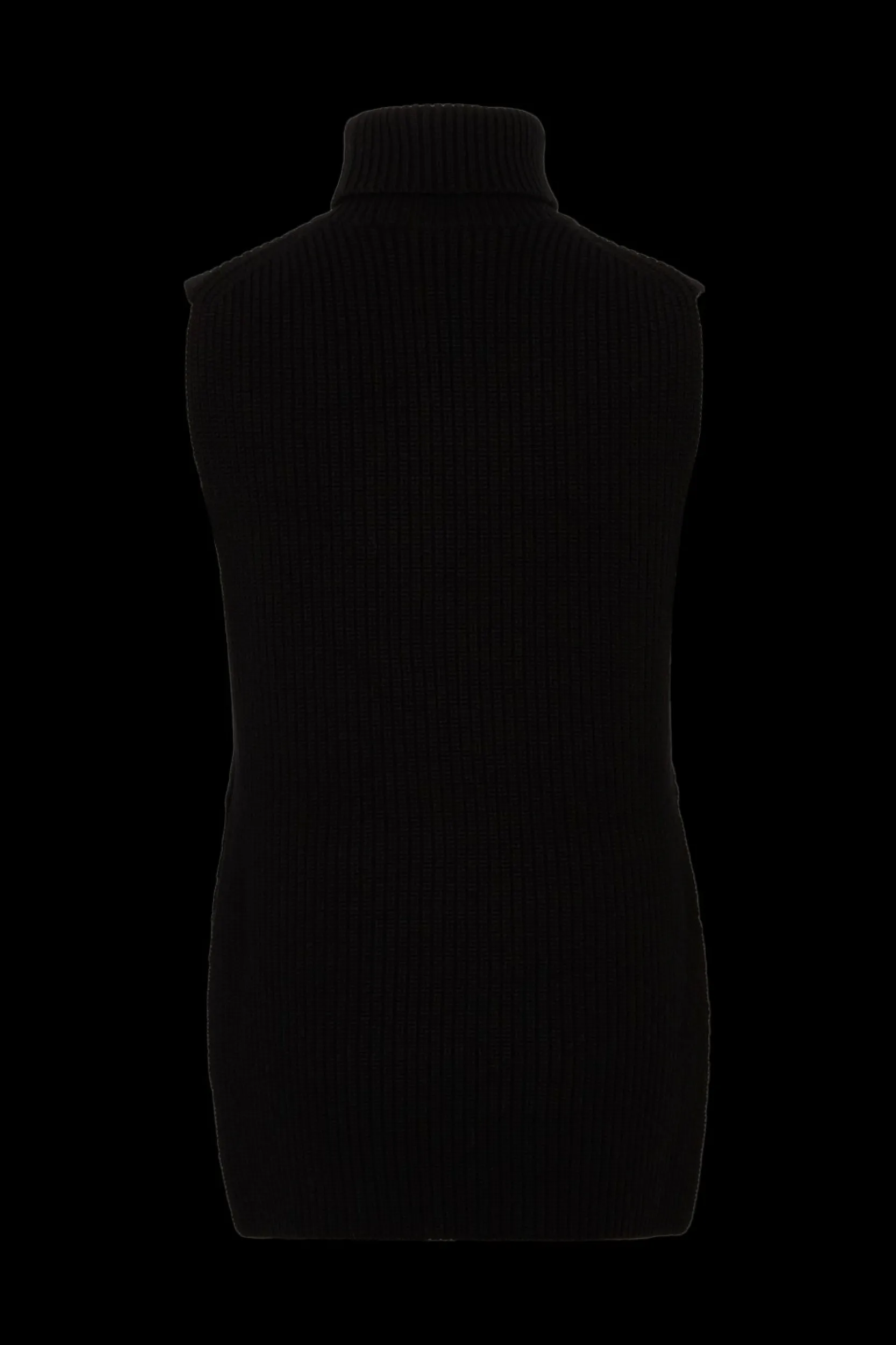 Sleeveless Turtleneck Jumper With Side Slits Women Sweaters
