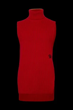 Hot Sleeveless Turtleneck Jumper With Side Slits Women Sweaters