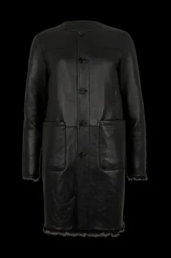 Online Straight-Cut Reversible Coat In Leather And Shearling Women Coats