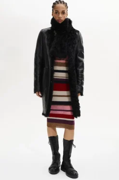 Online Straight-Cut Reversible Coat In Leather And Shearling Women Coats