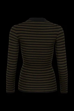 Online Striped Long-Sleeved Crew Neck Sweater Women Sweaters