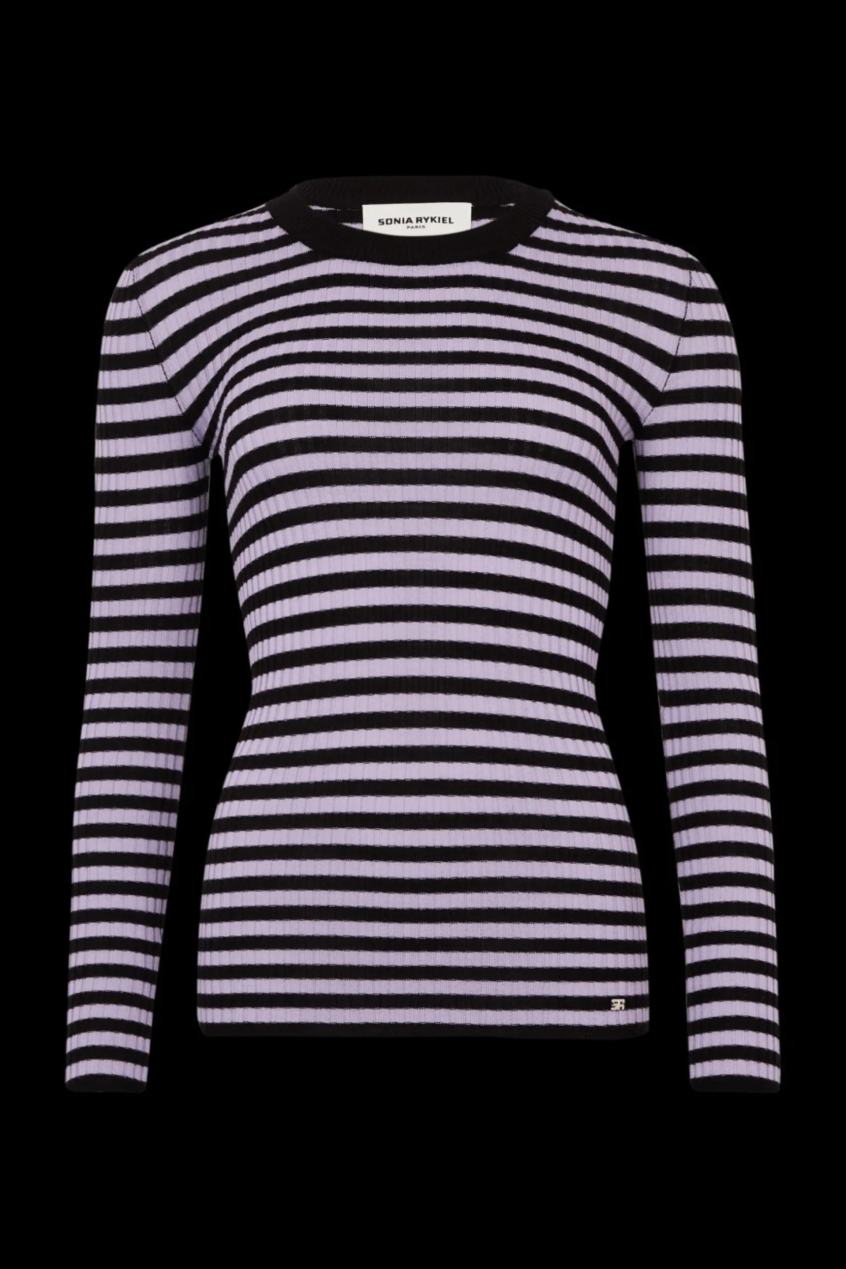Outlet Striped Long-Sleeved Crew Neck Sweater Women Sweaters