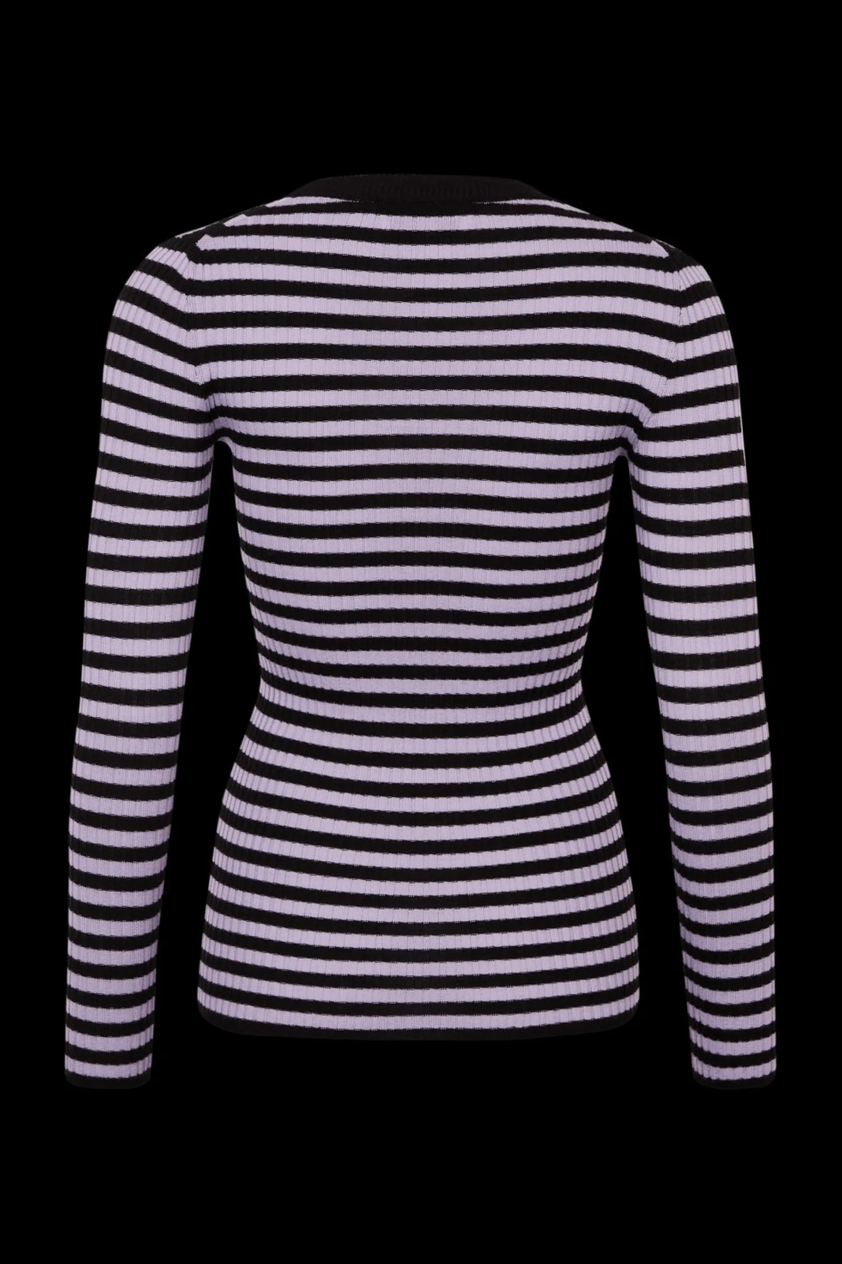 Outlet Striped Long-Sleeved Crew Neck Sweater Women Sweaters