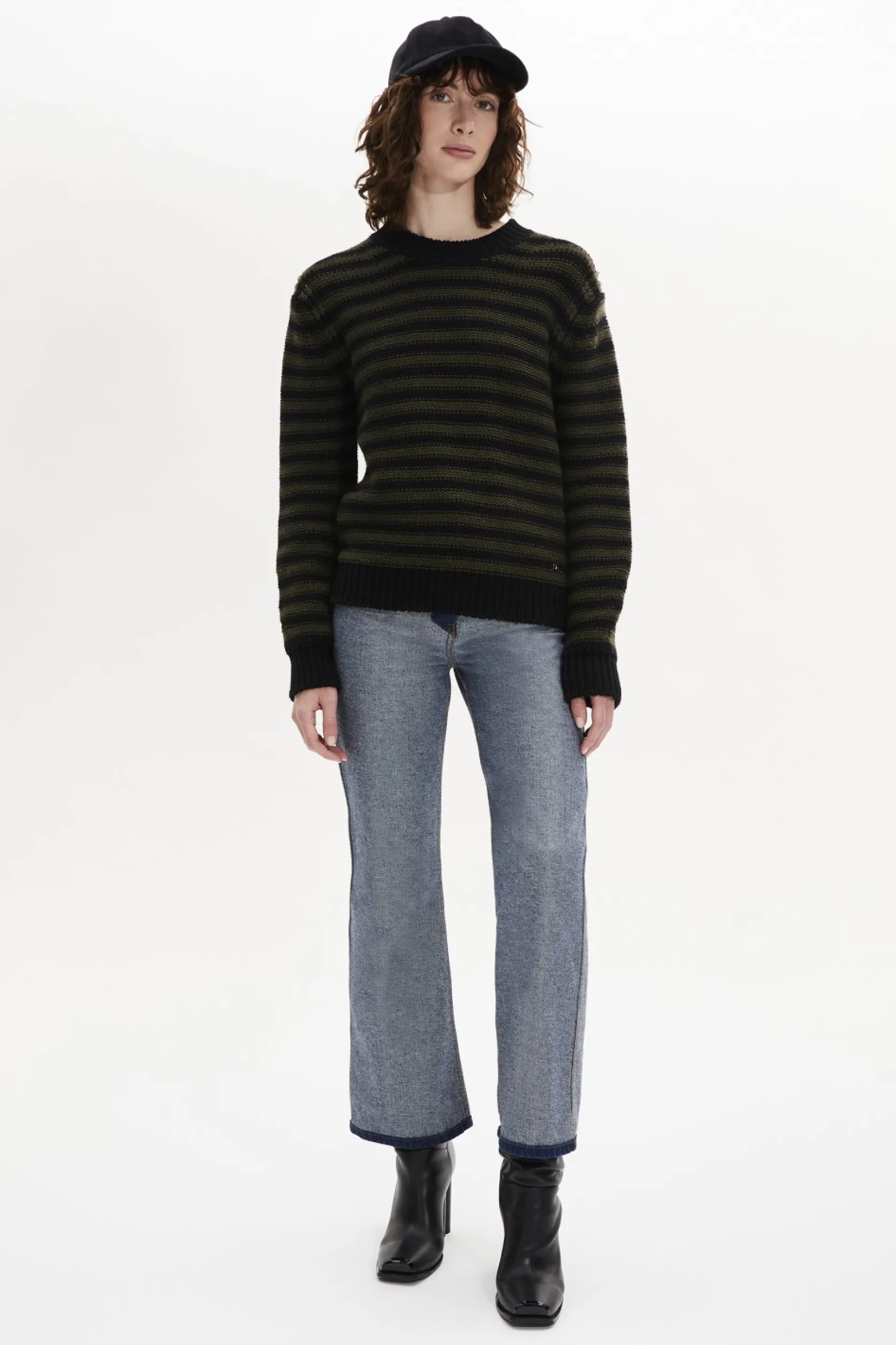Sale Striped Long-Sleeved Crew Neck Sweater Women Sweaters