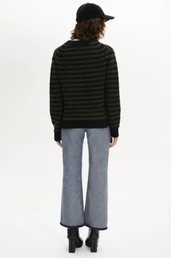 Sale Striped Long-Sleeved Crew Neck Sweater Women Sweaters