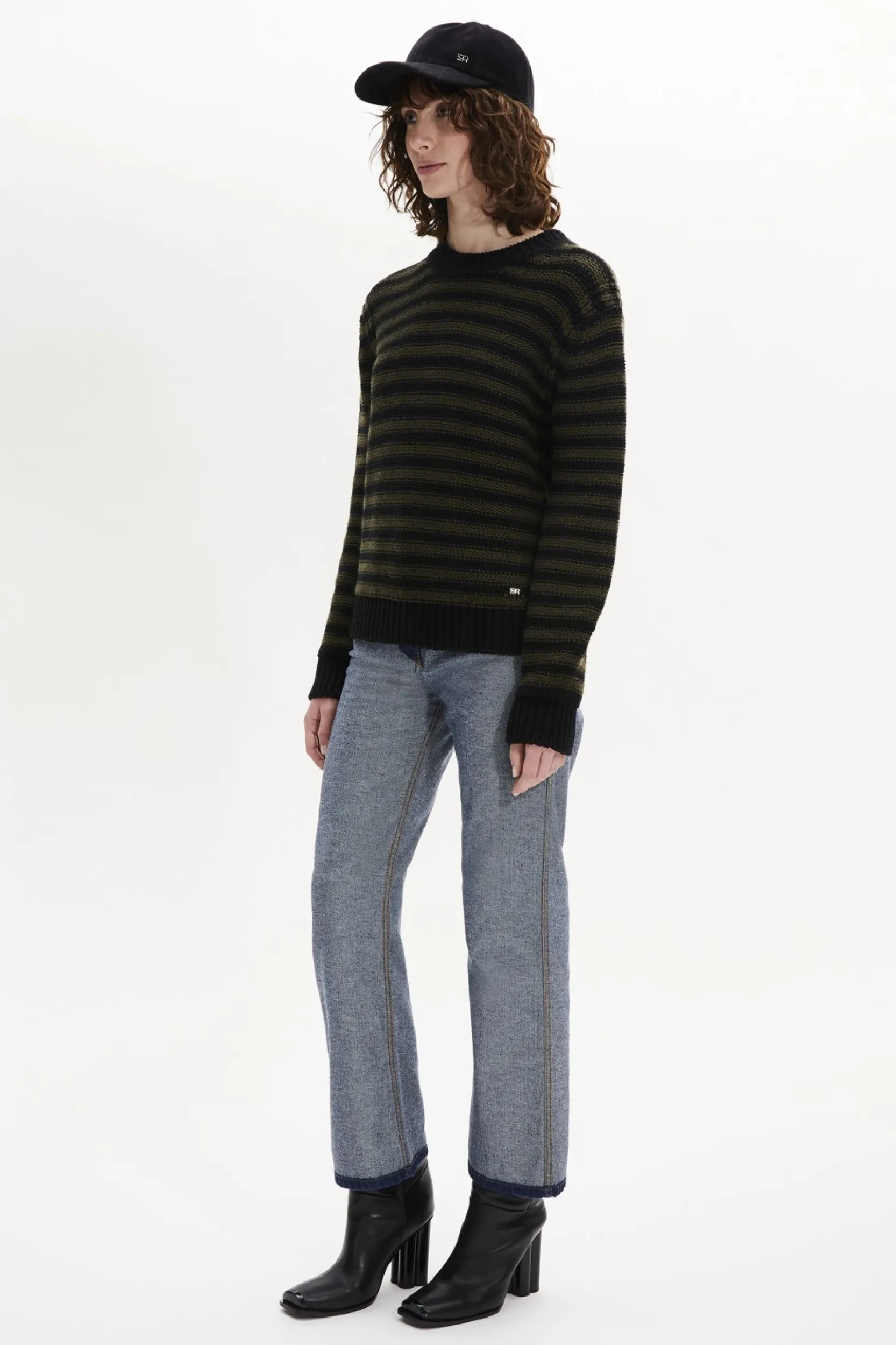 Sale Striped Long-Sleeved Crew Neck Sweater Women Sweaters