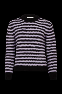 Online Striped Long-Sleeved Crew Neck Sweater Women Sweaters
