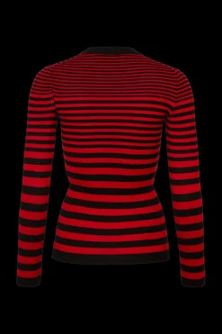 Clearance Striped Long-Sleeved Crew Neck Sweater Women Sweaters