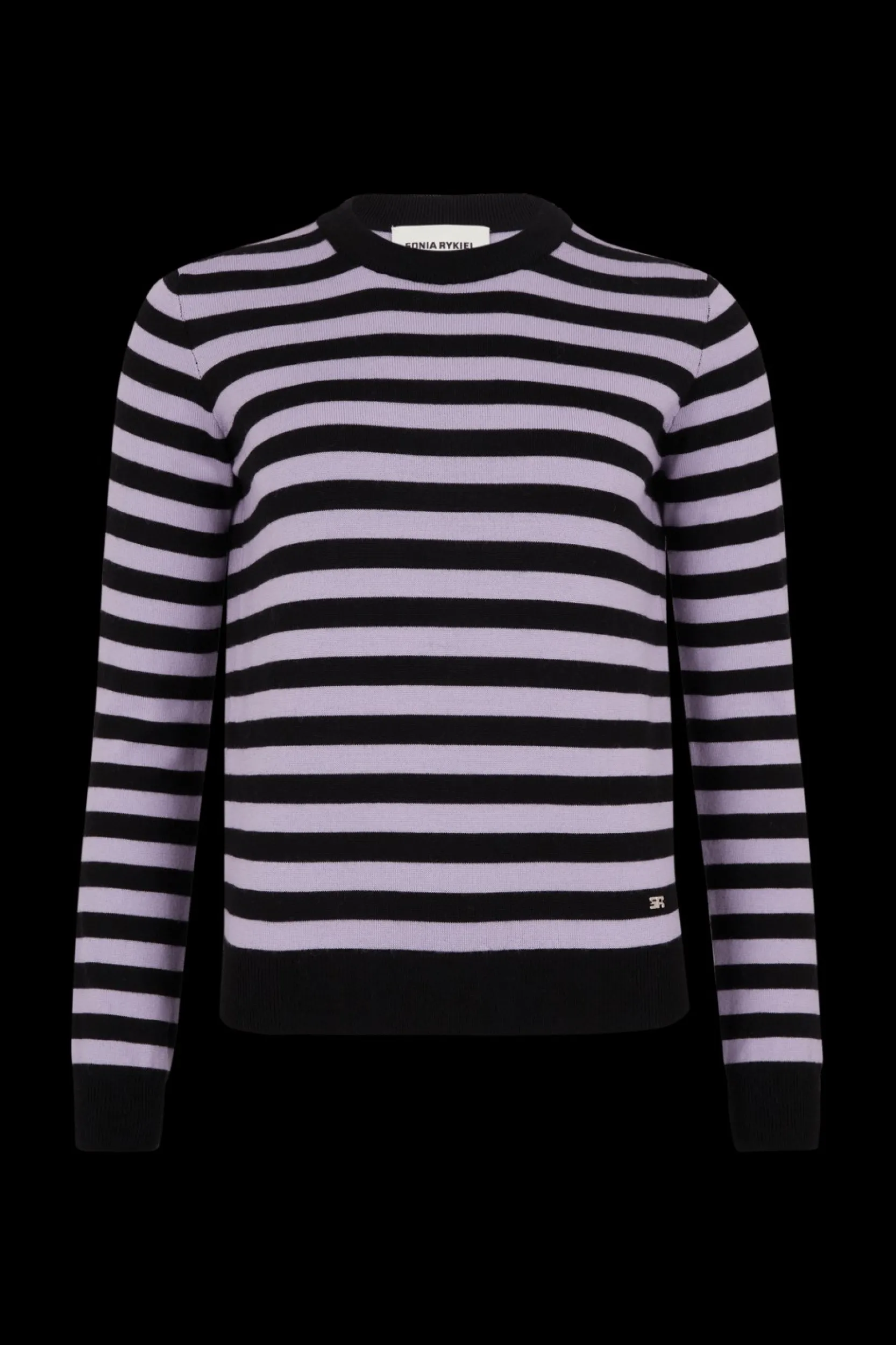 Discount Striped Long-Sleeved Crew Neck Sweater Women Sweaters