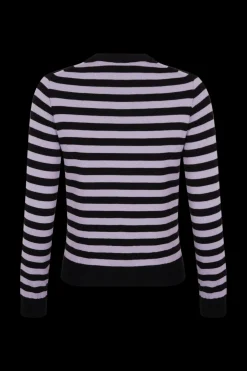 Discount Striped Long-Sleeved Crew Neck Sweater Women Sweaters