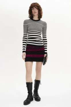 Hot Striped Long-Sleeved Crew Neck Sweater Women Sweaters