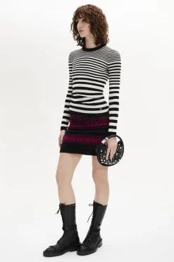 Hot Striped Long-Sleeved Crew Neck Sweater Women Sweaters