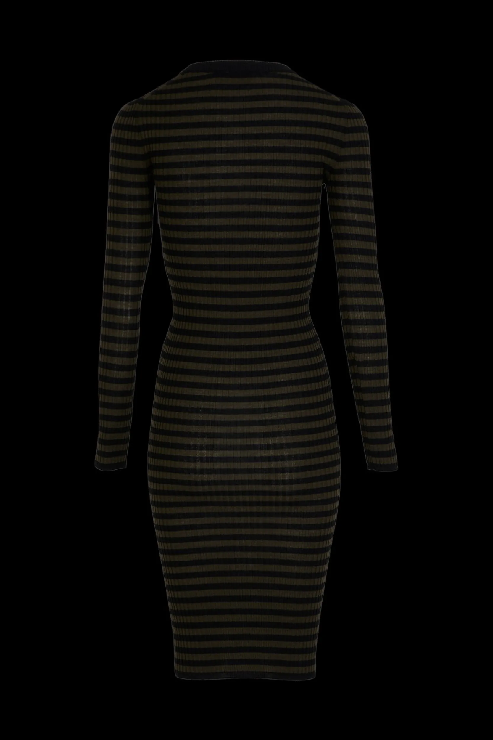 Striped Long-Sleeved Crew Neck Dress Women Long Dresses