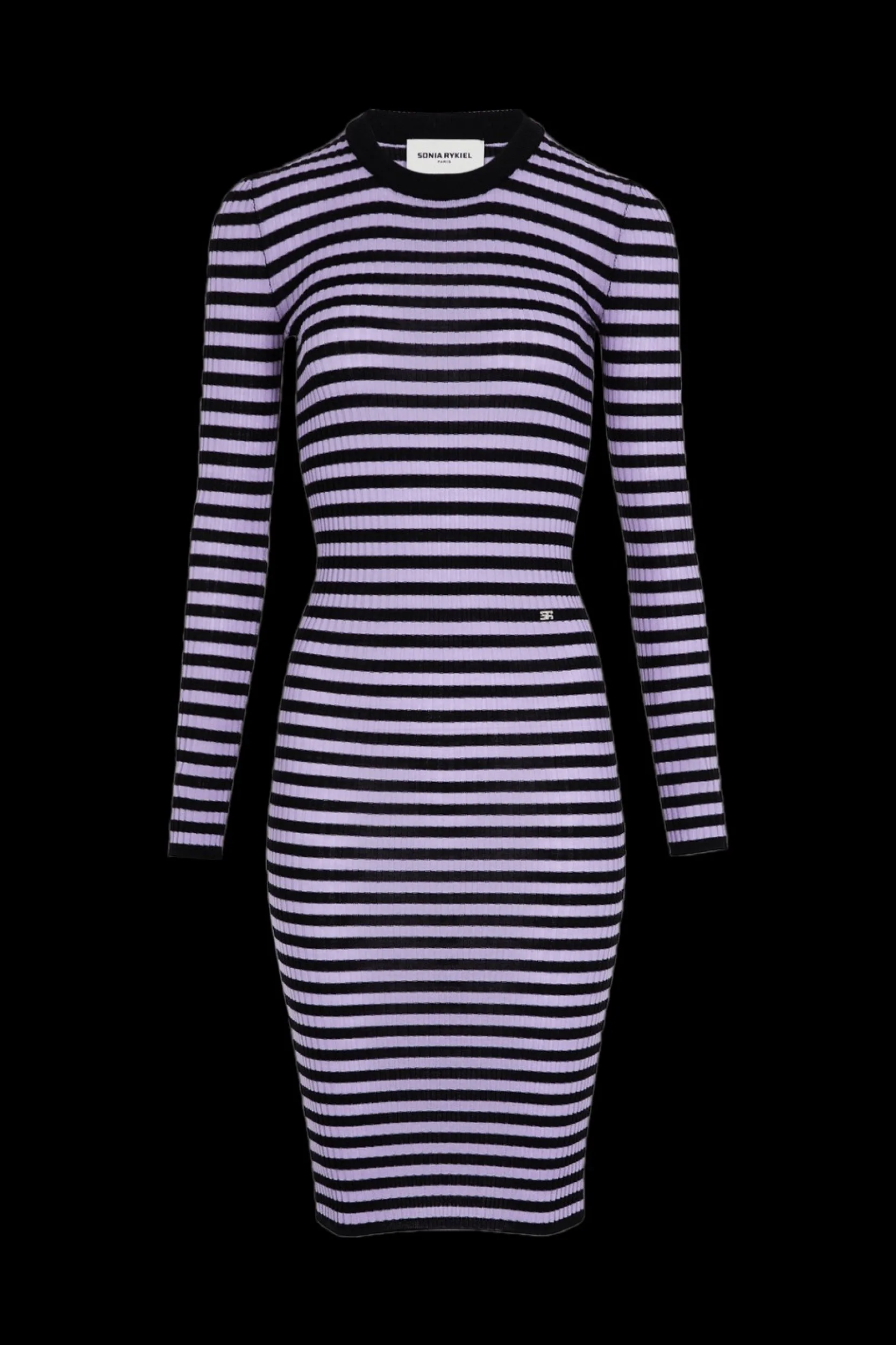 Hot Striped Long-Sleeved Crew Neck Dress Women Long Dresses