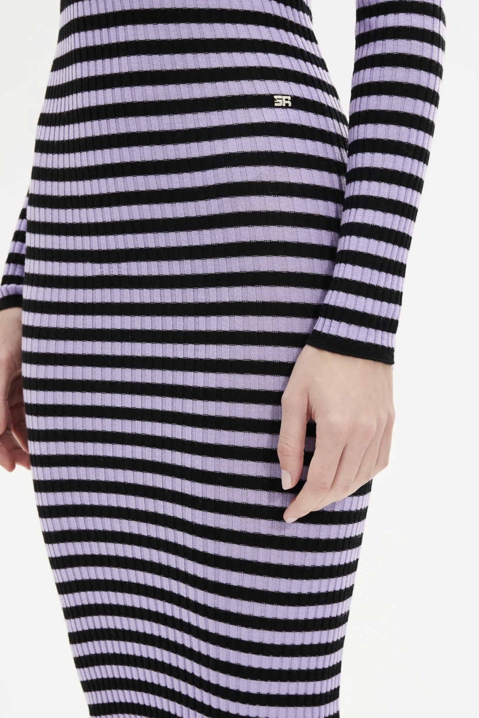 Hot Striped Long-Sleeved Crew Neck Dress Women Long Dresses