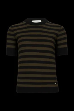 Sale Striped Short-Sleeved Crew Neck Sweater Women Sweaters