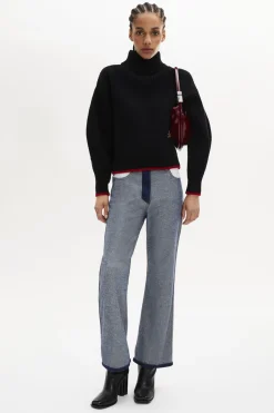 Turtleneck Jumper With Curved Long Sleeves Women Sweaters