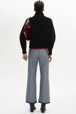 Turtleneck Jumper With Curved Long Sleeves Women Sweaters