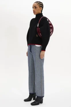 Turtleneck Jumper With Curved Long Sleeves Women Sweaters