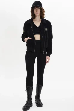 Velvet Quilted Bomber Jacket Women Jackets