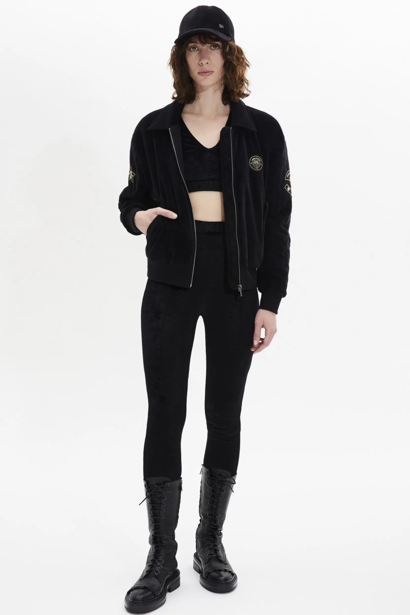 Velvet Quilted Bomber Jacket Women Jackets