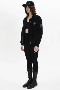 Velvet Quilted Bomber Jacket Women Jackets