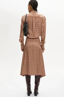 New Vintage Papyrus Print Midi Skater Dress Women Long Dresses