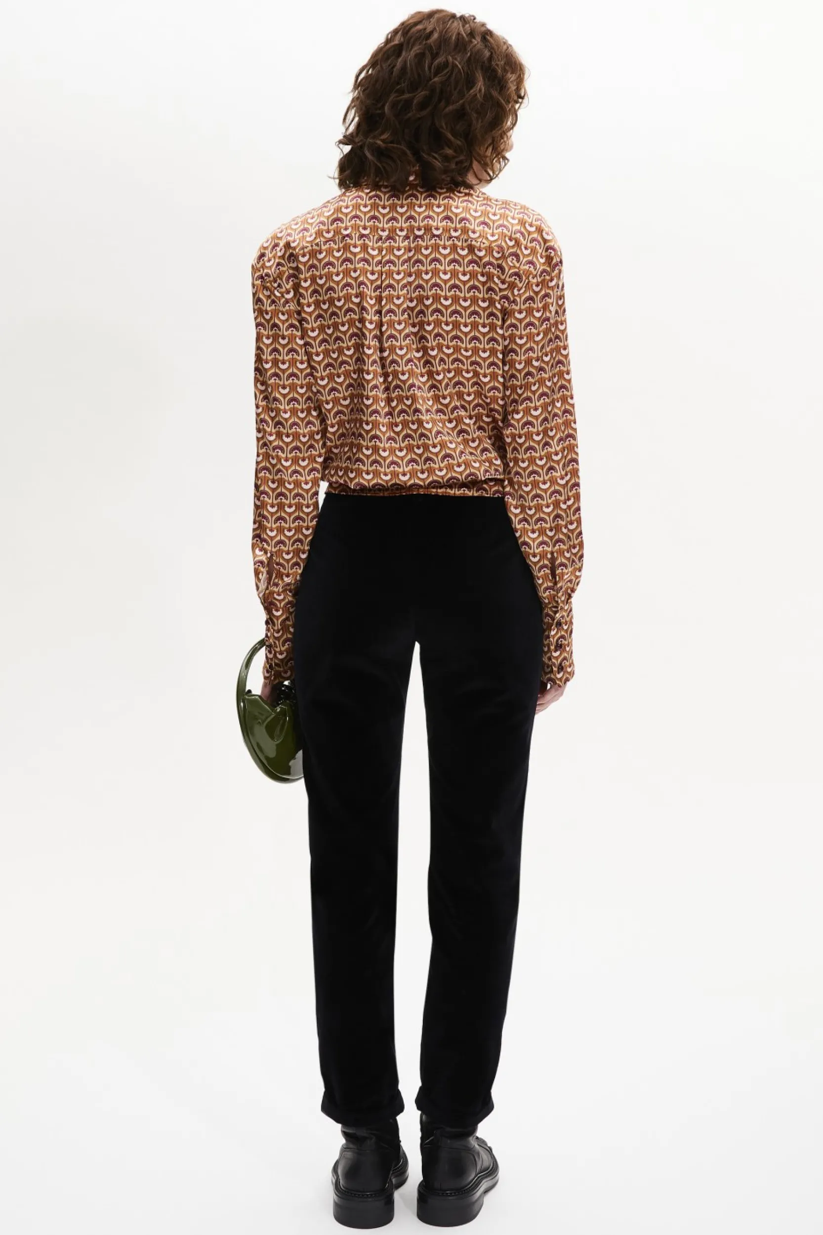 Sale Vintage Papyrus Print Satin Shirt Women T-Shirts