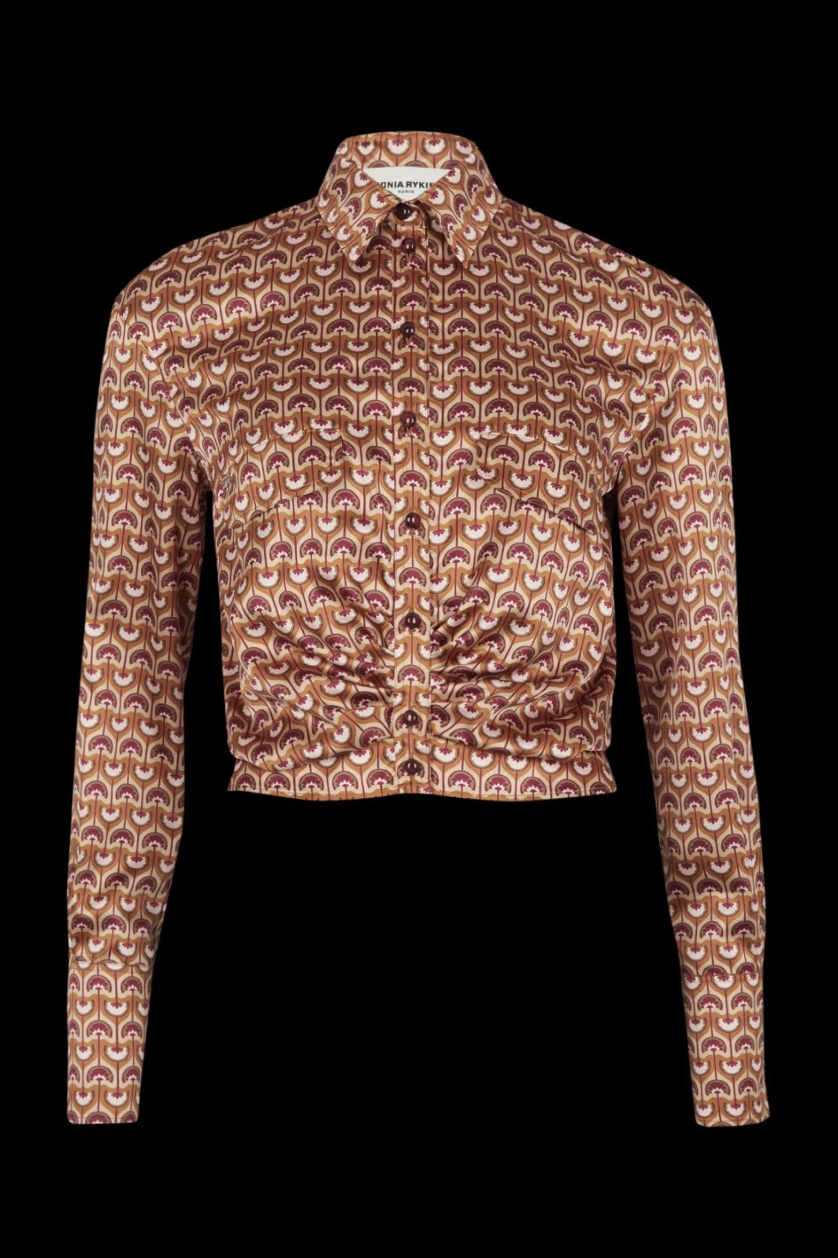 Sale Vintage Papyrus Print Satin Shirt Women T-Shirts