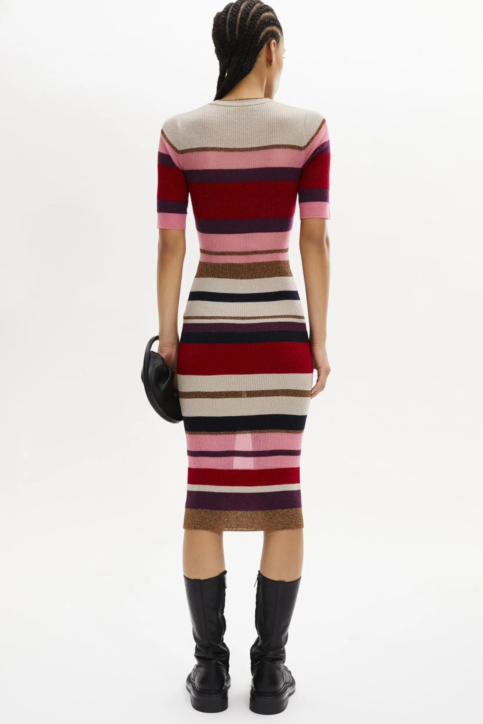 Clearance Wool And Lurex Striped Dress Women Long Dresses